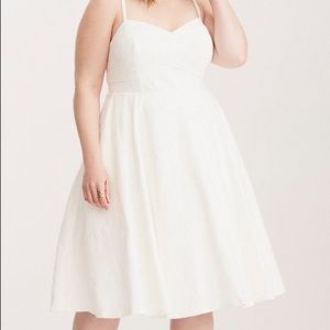 Ivory lace skater dress with pockets